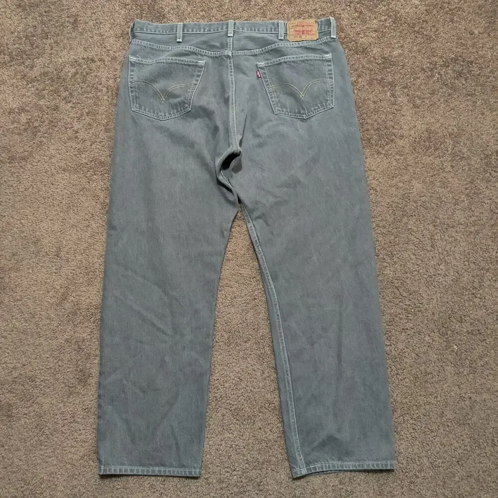 Vintage Levis 501xx Jeans‎ Mens 41 x 30 Light Grey Faded Button Fly Straight Y2K